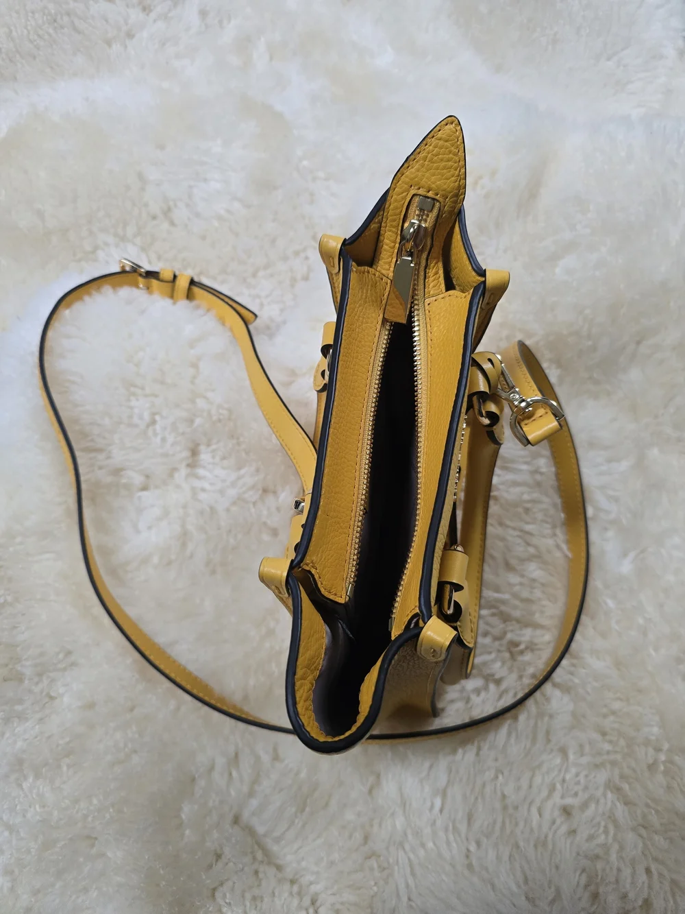 Michael Kors Yellow Pebbled Leather Mini Satchel